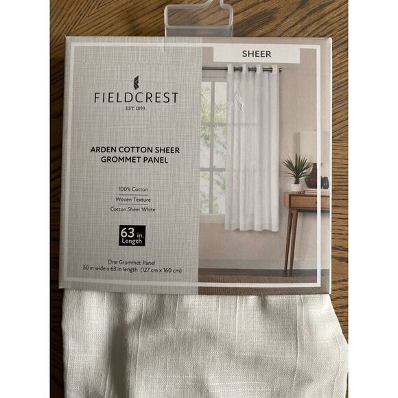 Fieldcrest Window long Curtain Panel Sheer Grommet Arden Cotton - Picture 6 of 6